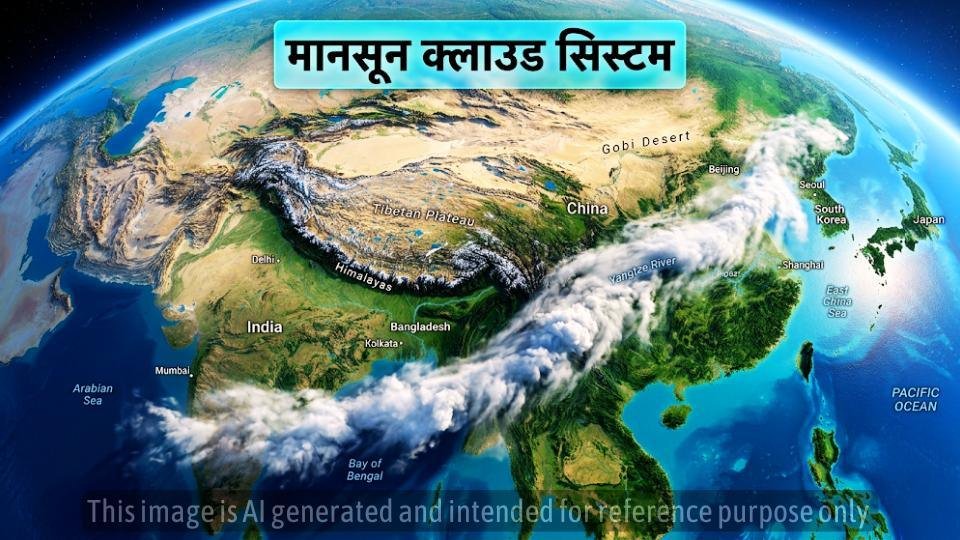 भारत से दक्षिण कोरिया तक फैला 10,000 किलोमीटर लंबा विशाल मानसून वर्षा बैंड